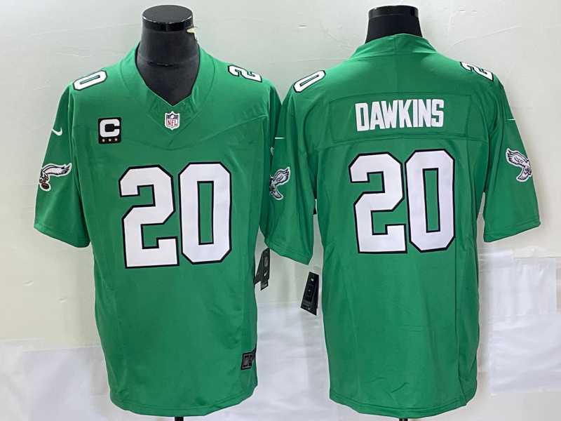 Mens Philadelphia Eagles #20 Brian Dawkins Green 2023 F.U.S.E. Vapor Untouchable With C Patch Stitched Football Jersey
